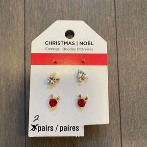 Christmas Noël Reindeer Earrings Set